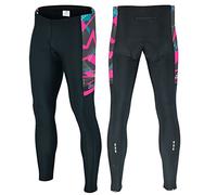 SIKMA Mens Cycling Tights Winter Thermal Padded Trousers Legging Biking Pant Bottom (Black/Rose Pink, XL)
