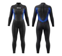 Sikma Women’s Full Body Wetsuit 3mm Neoprene Long Sleeve Diving Suit - Thermal Stretch Wet Suit for Surfing, Snorkeling, Swimming, Water Sports. (Black/Blue, Medium)