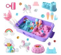 sikmcle Unicorn Sensory Bin,Play Sand Kit for Girls,Unicorn Toys for Kids,Castle Moulds,Toddler Activities and Sensory Bin Fillers for Toddlers 3+