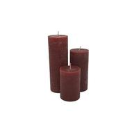 SIKOGO, Bayerwald-Sanitärhandel Set of 3 Chic Antique Macon Rustic Pillar Candle Antique Altar Candles 100% Paraffin Long Burning Time Dark Red