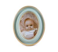 SIKOO 2.5x3.5 Oval Picture Frame Small Beaded Vintage Picture Frame Tabletop and Wall Mount Vintage Wall Decor Antique Art Gallery Sage Green and Gold