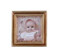 SIKOO 3x3 Picture Frame Square Small Wallet Size Beaded Vintage Picture Frame Tabletop and Wall Mount Brass Vintage Wall Decor Bronze Gold