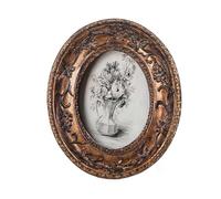 SIKOO Small Vintage 2.5×3.5 Oval Picture Frame Antique Ornate Mini Photo Frame Table Top Display and Wall Hanging with High Definition Glass Front for Home Decor, Old-Fahioned Photo Gallery, Retro