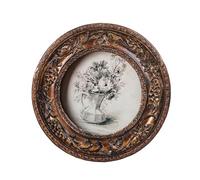SIKOO Small Vintage 3×3 Round Picture Frame Antique Ornate Mini Photo Frame Vintage Wall Decor, Bronze Gold