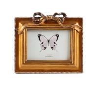 SIKOO Small Vintage Picture Frames Antique Bow 2.5X3.5 Picture Frame Rectangle Mini Vintage Wall Decor Gallery Tabletop and Wall Mount Bronze Gold