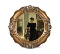 SIKOO Vintage Picture Frames 3x3 Small Antique Round Picture Frame Tabletop and Wall Mount Vintage Mini Wall Decor Bronze Gold