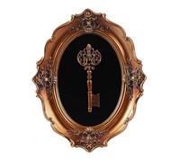 SIKOO Vintage Wall Sculptures Antique Wall Art Hand Painted Wall Hanging Decoration with Embossed Skeleton Key Design Antique Pediment Gothic Wall Statue Skeleton Key Home Ornament Gallery,Bronze