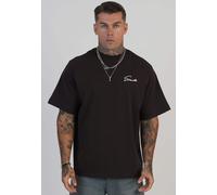 SikSilk Men Short Sleeved Drop Shoulder Signature T-Shirt Tee Brown