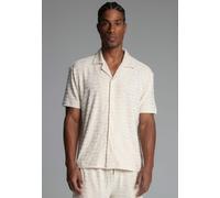 SikSilk Men's Black Towelling Shirt in Ecru | Size: Small SikSilk Ecru S