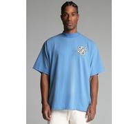 SikSilk Men's Blue Logo T-Shirt in Pink | Size: Large SikSilk Pink L