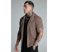 SikSilk Men's Brown Textured Resort Shirt | Size: XL SikSilk Brown XL