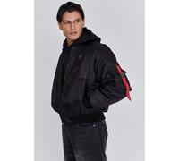 SikSilk Men's Classic Bomber Utility Arm Flight Jacket Black