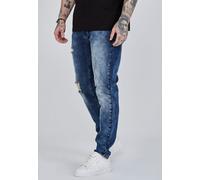 SikSilk Men's Distressed Slim Fit in Blue | Size: 30 SikSilk Blue 30