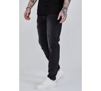 SikSilk Men's Distressed Slim Fit Jeans in Black | Size: 30 SikSilk Black 30