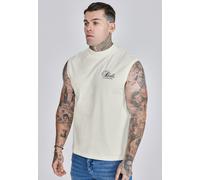 SikSilk Men's Ecru Sleeveless T-Shirt | Size: Medium SikSilk Ecru M