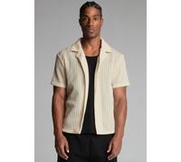 SikSilk Men's Ecru Textured Resort Shirt | Size: Medium SikSilk Ecru M