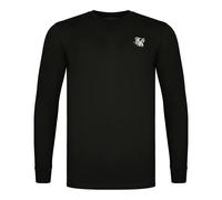SikSilk Mens Essential Crew Neck Slim Long-Sleeved T-Shirt - Black - L - Black - 95% Cotton/5% Elastane