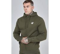 SikSilk Men's Essential Zip Through Muscle Fit Funnel Hoodie Khaki