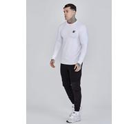 SikSilk Men's Essentials Long Sleeve Muscle Fit T-Shirt Tee White