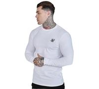 SikSilk Men's Essentials Long Sleeve T-Shirt Tee White XL