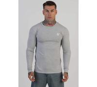 SikSilk Men's Essentials Long Sleeved Muscle Fit T-Shirt Tee Grey Marl
