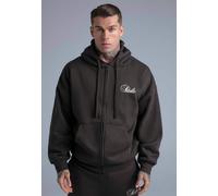 SikSilk Men's Essentials Oversized Fit Full Zip Hoodie Brown