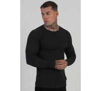 SikSilk Men's Long Sleeve Marl T-Shirt in Black | Size: Small SikSilk Black S