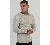 SikSilk Men's Long Sleeve Marl T-Shirt in White | Size: Medium SikSilk White M