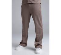 SikSilk Men's Loose Fit Textured Track Pants Brown