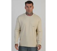 SikSilk Men's LS Logo T-Shirt in Ecru | Size: Medium SikSilk Ecru M