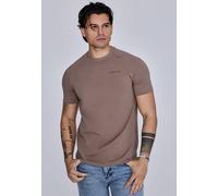 SikSilk Men's Muscle Fit Crew Neck Smart Tech T-Shirt Tee Brown