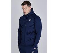 SikSilk Men's Muscle Fit Essentials Poly Full Zip Hoodie Navy