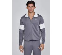 SikSilk Men's Muscle Fit Funnel Neck Zip Up Track Top Grey