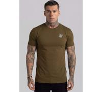 SikSilk Men's Muscle Fit Short Sleeved Essentials T-Shirt Tee Khaki Green