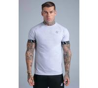 SikSilk Men's Muscle Fit Short Sleeved Tech T-Shirt Tee Grey Marl