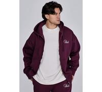 SikSilk Men's Overhead Hoodie Drop Shoulder Essentials Full Zip Hoodie Burgundy