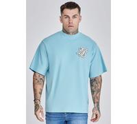 SikSilk Men's Oversized Fit Crew Neck Drop Shoulder T-Shirt Tee Blue