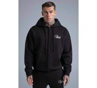 SikSilk Men's Oversized Fit Essentials Full Zip Hoodie Black