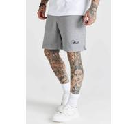 SikSilk Men's Oversized Fit Essentials Shorts Printed Logo Grey Marl