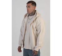 SikSilk Men's Oversized Fit Graphic Full Zip Hoodie Ecru