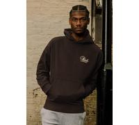 SikSilk Men's Oversized Fit Logo Graphic Hoodie Brown