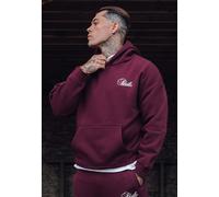 SikSilk Men's Oversized Fit Overhead Essentials Hoodie Burgundy