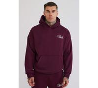 SikSilk Men's Oversized Fit Overhead Essentials Hoodie Burgundy
