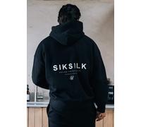 SikSilk Men's Oversized Fit Printed Graphic Hoodie Black