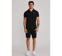 SikSilk Men's Polo T-Shirt Tee and Shorts Set Black