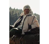 SikSilk Men's Regular Boxy Fit Fully Lined Beige Sherpa Bomber Jacket