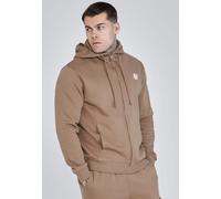 SikSilk Men's Regular Fit Essentials Full Zip Hoodie Brown