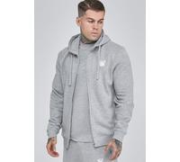 SikSilk Men's Regular Fit Essentials Full Zip Hoodie Grey Marl