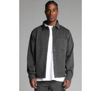 SikSilk Men's Relaxed Boxy Fit Pinstripe Jacket Grey