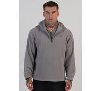 SikSilk Men's Relaxed Fit Quarter Zip Polar Fleece Hoodie Grey